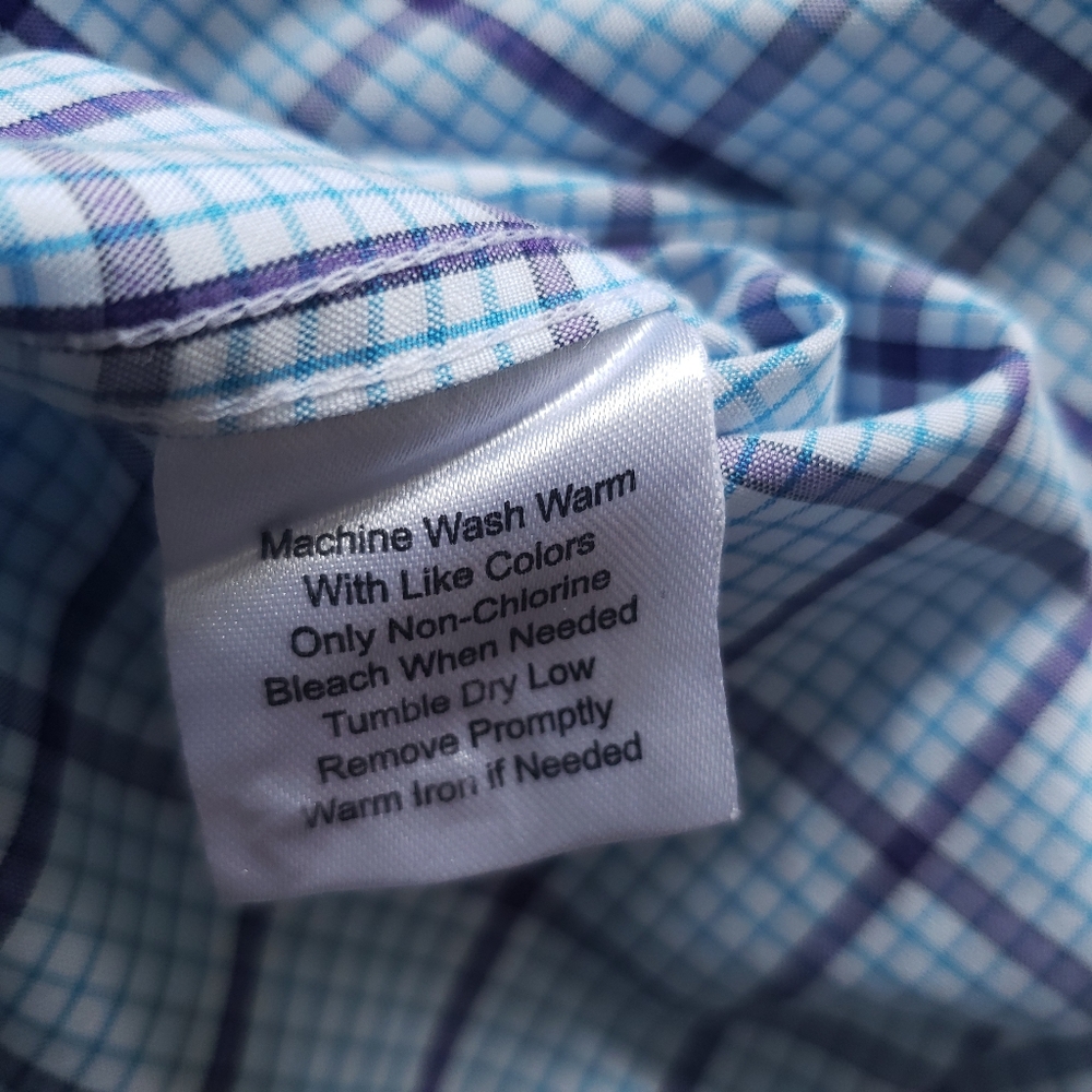 Egara Non Iron Blue & Purple Button Down Shirt M - Picture 7 of 8
